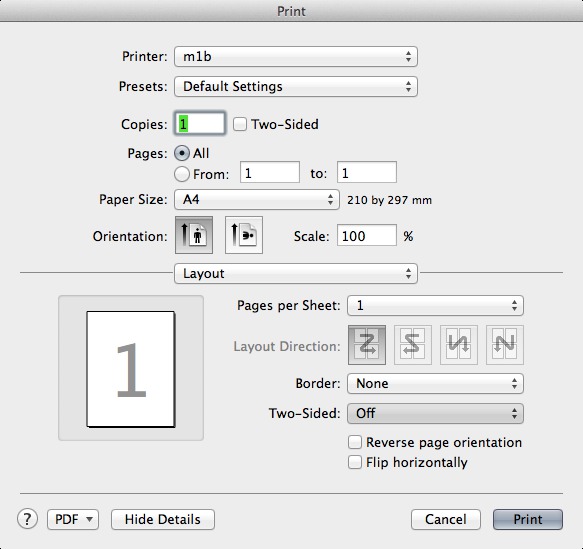 Two-sided printing in Lion